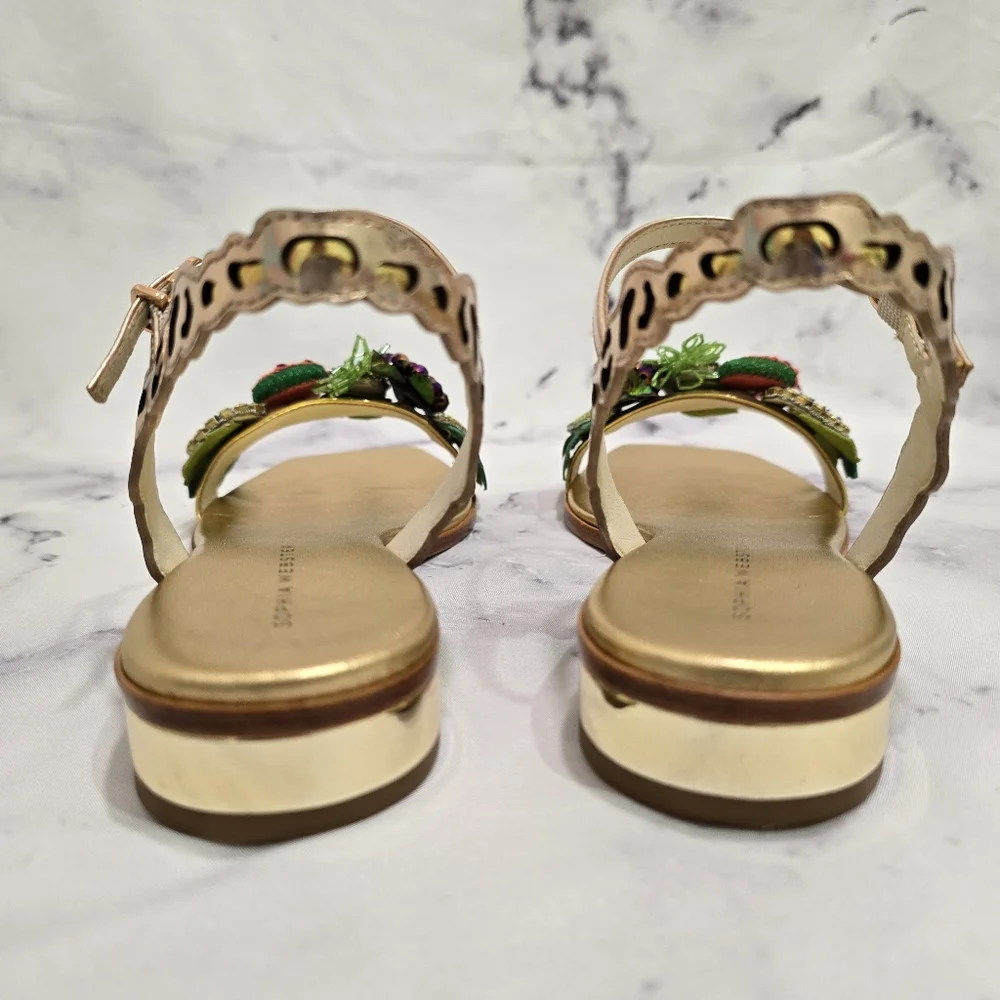 🍉🍍 SOPHIA WEBSTER 🍇🍋 Lilico Fruit Flat Sandal Rose Gold - EU 38.5 - HTF EUC